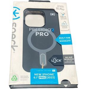 iPhone 15 Pro Case Speck Presidio2 MagSafe ClickLock Gray Bronze NEW